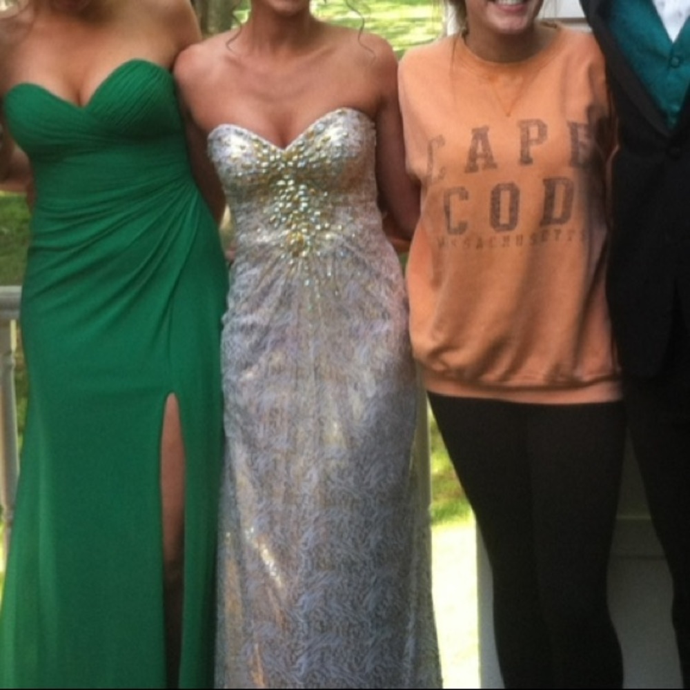 White and gold prom dress